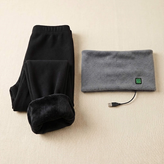 Värmeset: Fleecefodrade Strumpbyxor + Värmande Halskrage